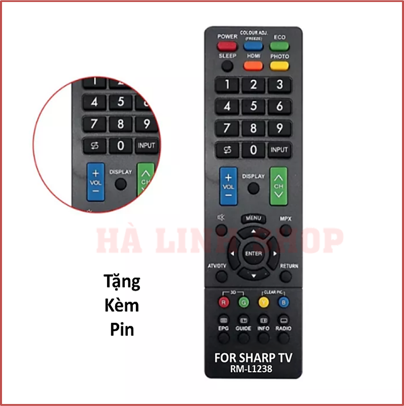 REMOTE ĐIỀU KHIỂN TIVI SHARP LCD/LED RM1238