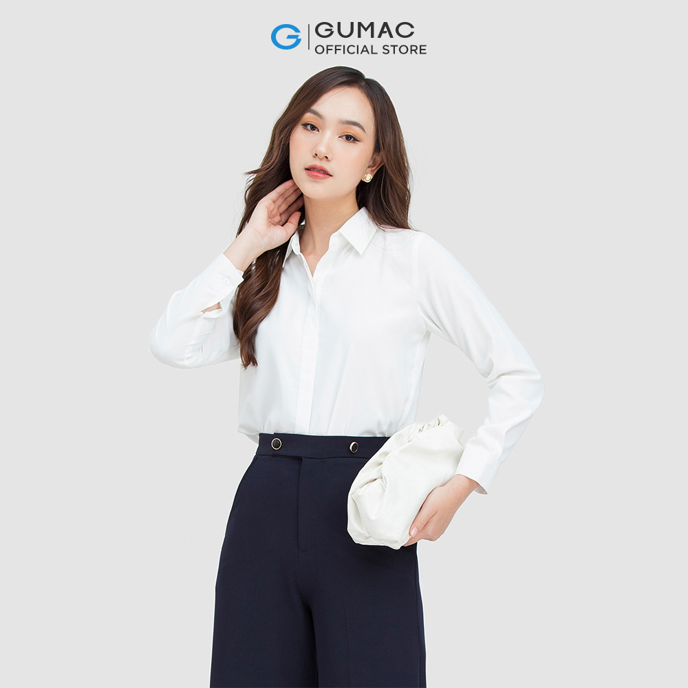 Áo sơ mi nữ GUMAC AC05004 lụa mango giấu nút