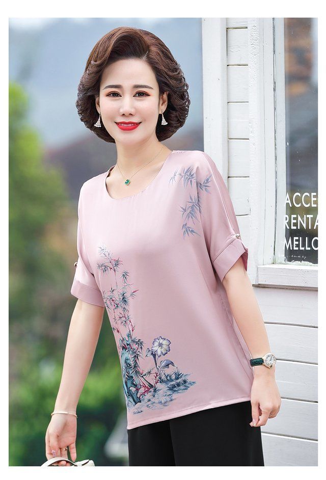 áo trung niên nữ- áo sơ mi lụa cho mẹ u50-60-70