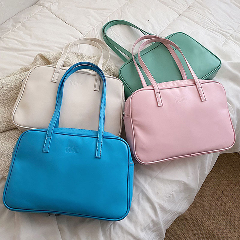 C & K Túi khoác vai dành cho nữ Preppy cặp mới phong cách khối lượng lớn Vai Túi màu trơn đa năng túi xách