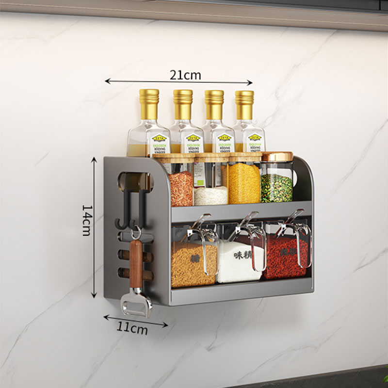 Wall hanging rack shelf Wall rack Kitchen seasoning goods shelf Kitchen seasoning box Condiment set Condiment rack kitchen ware Washable