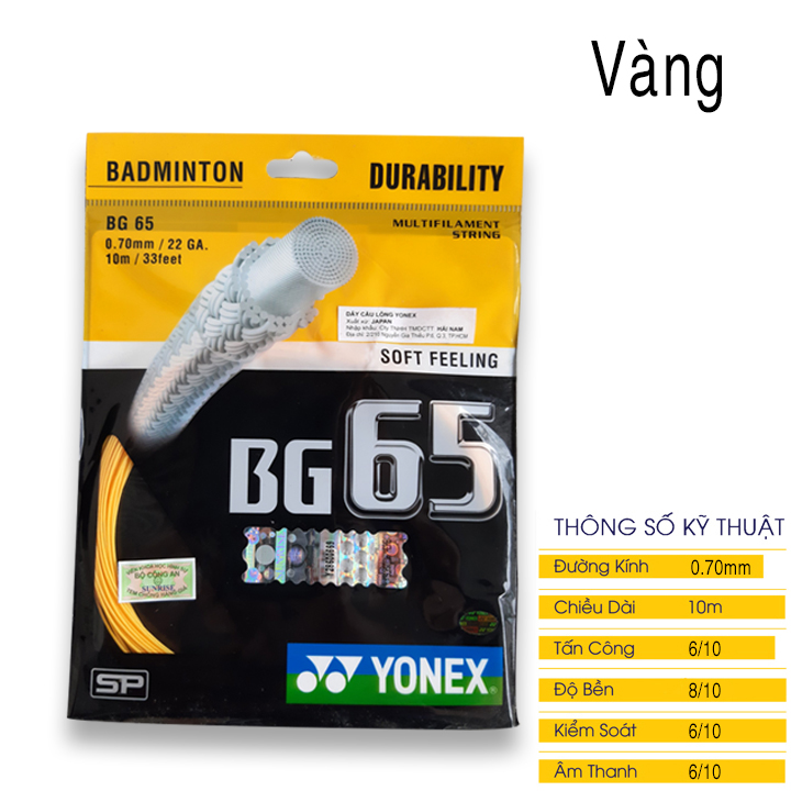Dây đan vợt cầu lông Yonex BG65 1 bộ [FreeShip] [Ảnh thật] [Chính hãng]