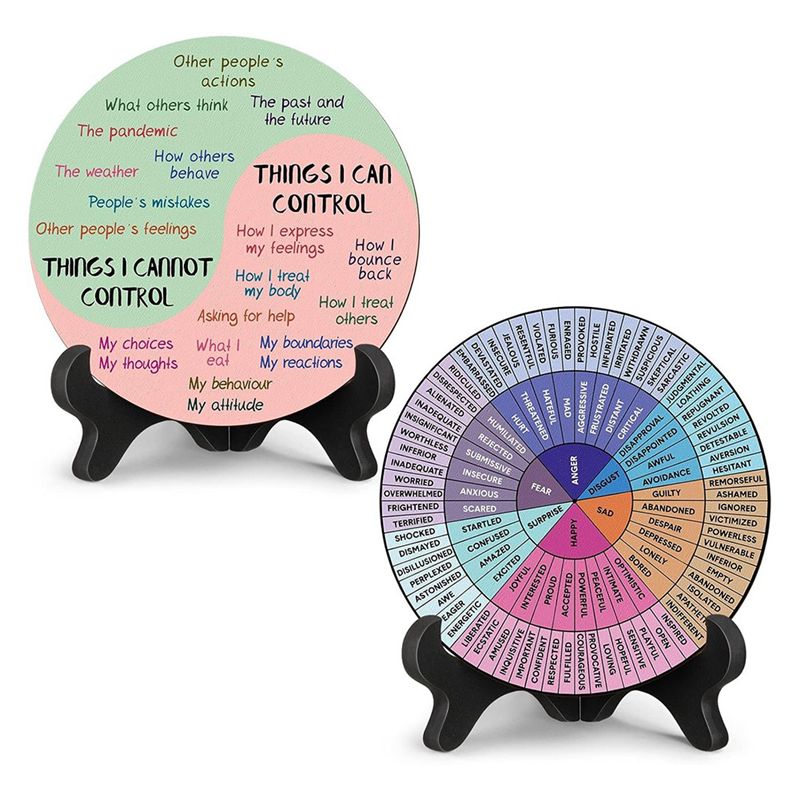 2 Pcs Things I Can Control Therapy Office Desk Decor Feelings Wheel ...
