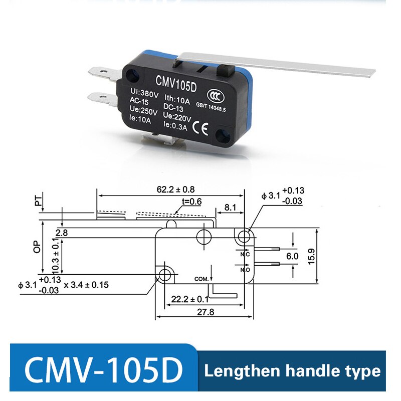 Cntd micro switch cmv100d v15 one open one close small limit travel switch small durable micro limit switch 10a 250v 380v switches
