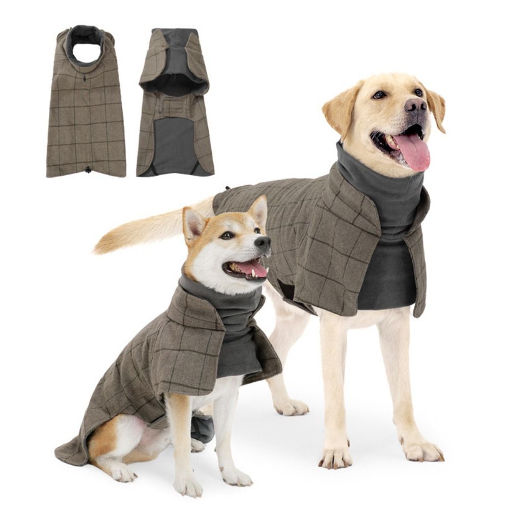 GGTU Kẻ SọC Kaki Áo gió mùa đông cho chó Vải Polyester len Ấm áp Quần áo