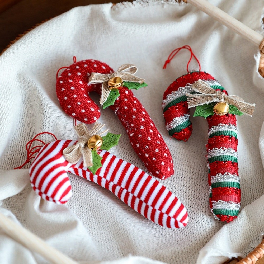 Party Supplies Red White Christmas Candy Cane Pendan Bell Bow Cloth ...