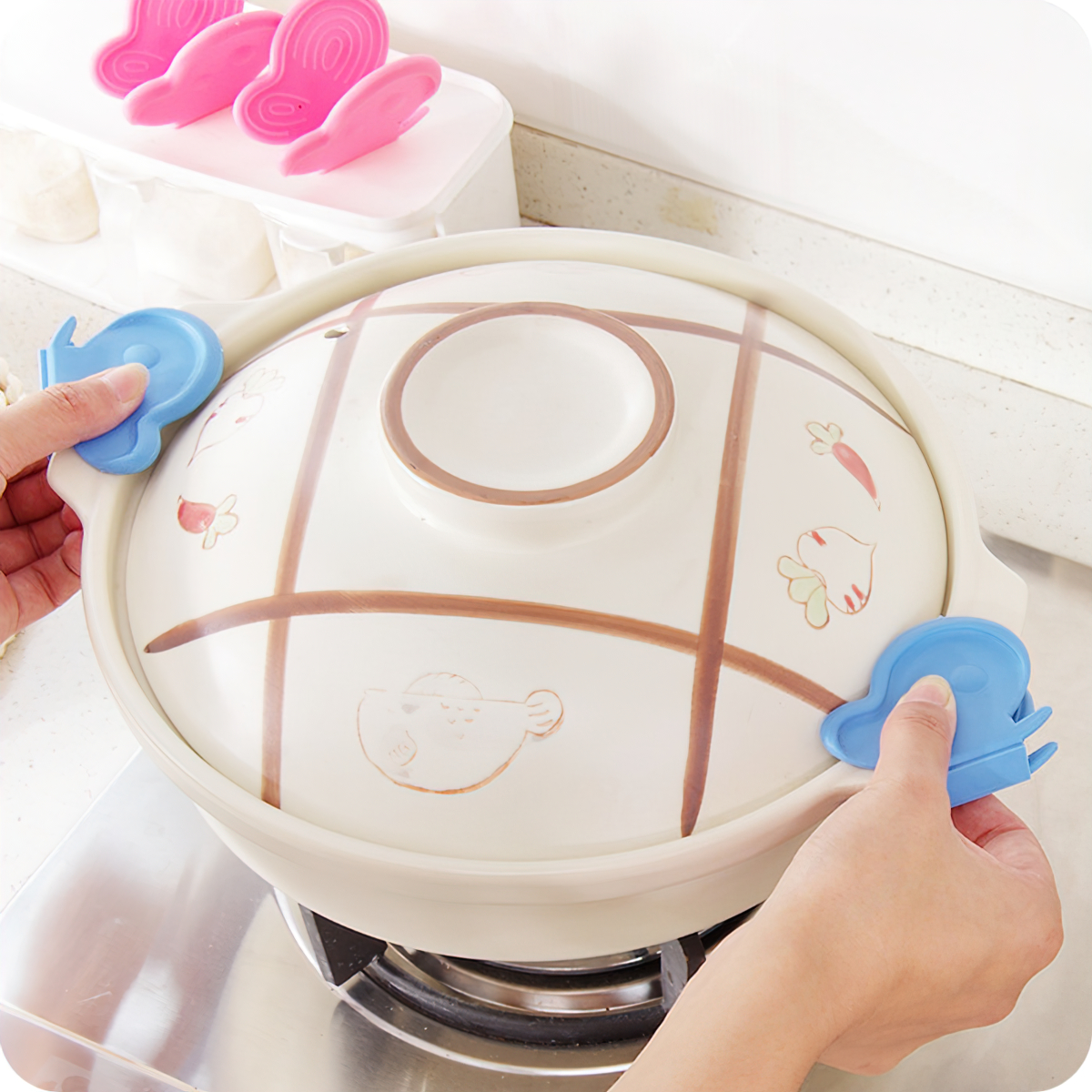 Kẹp bát đĩa bằng nồi silicone hình cánh bướm chống trượt & cách nhiệt GA625