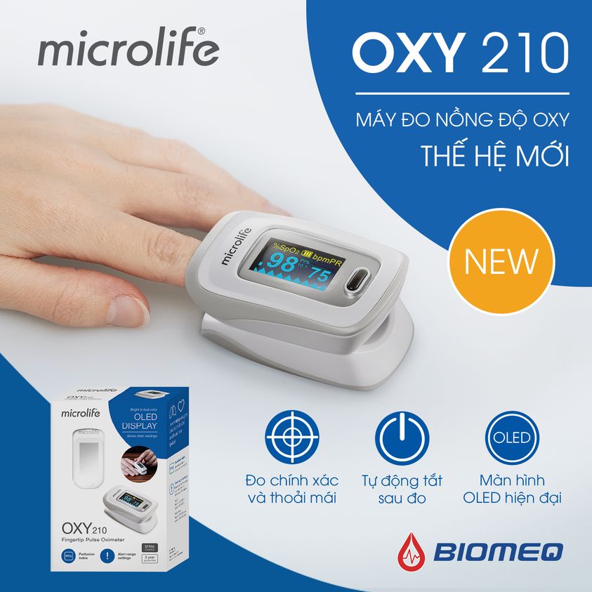 Máy đo nồng độ oxy trong máu Microlife OXY 210, đo SPO2 chính xác, hiệu quả  | Lazada.vn