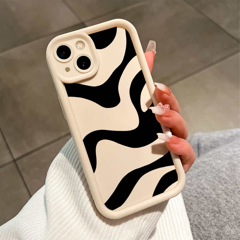 UCUC for Redmi 14C Back Cover Black White Stripes Ladder Camera Soft Rubber Protection Phone Case. 