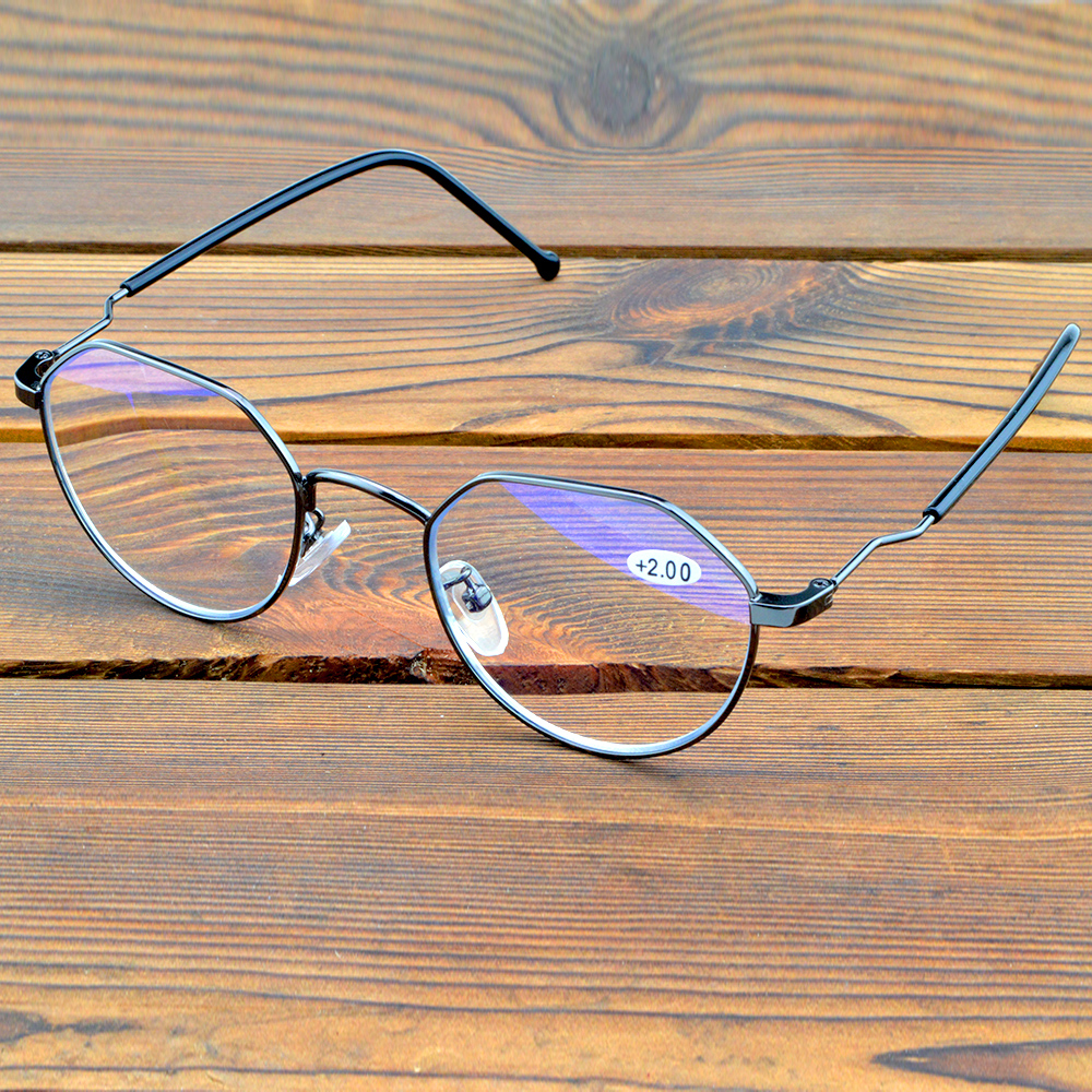 Retro Fashion Polygon Frame Intelligence Progressive Multifocal Commercial Reading Glasses Bifocal 1 1.5 2 TO 4