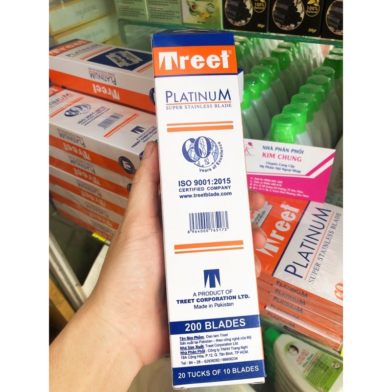 Hộp lẻ dao lam Treet cam (Hộp 10 lưỡi)