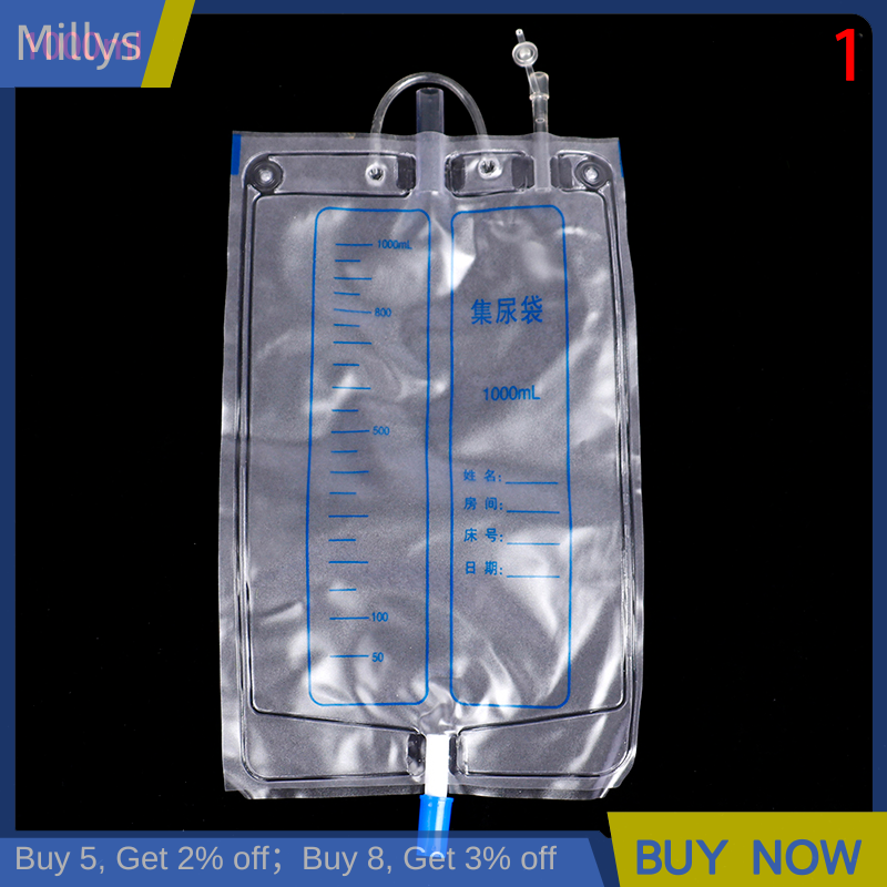 Millys Túi đựng nước TiểU Nữ 1000/2000ml Túi đựng nước tiểu Túi đựng ống thông tiểu