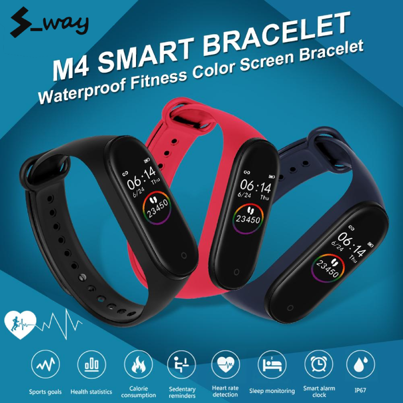 S-way M4 Đồng hồ thông minh đeo tay kết nối Bluetooth dây đeo thể thao màn hình màu kích thước 0.96 inch, hàng chính hãng - INTL thumbnail