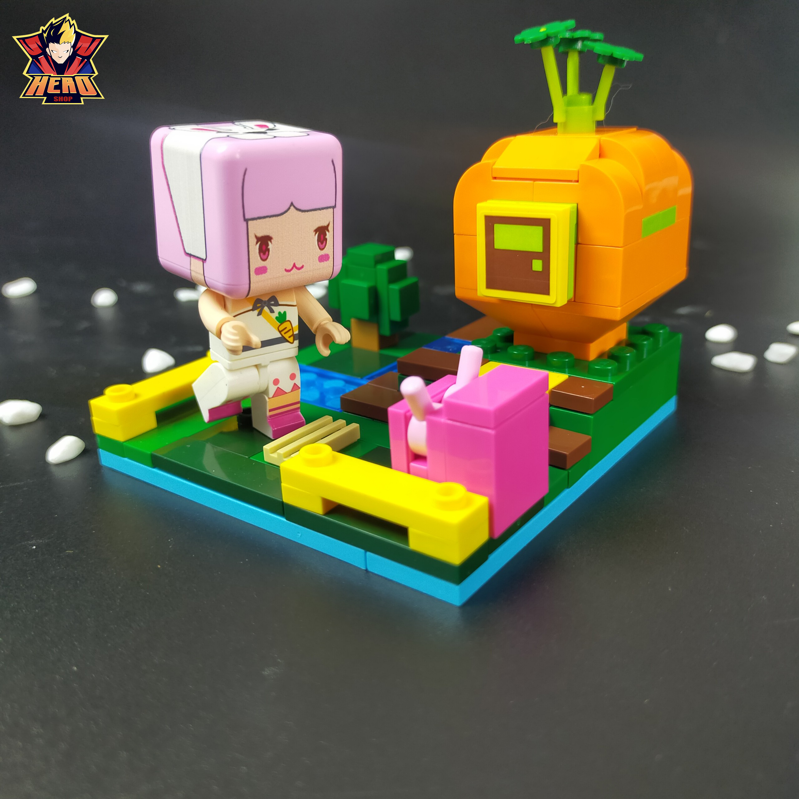 Lego Mini World Thỏ Hồng nuôi thỏ
