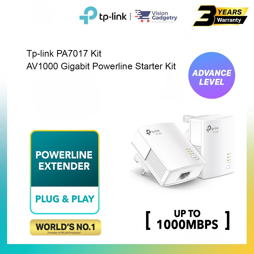 TP-Link TL-PA7017 KIT AV1000 Gigabit Powerline Starter Kit AC Range ...