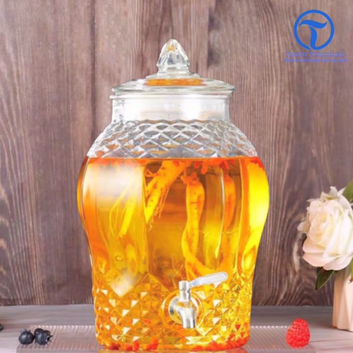 Bình ngâm sâm thủy tinh 8833 10 lít có van