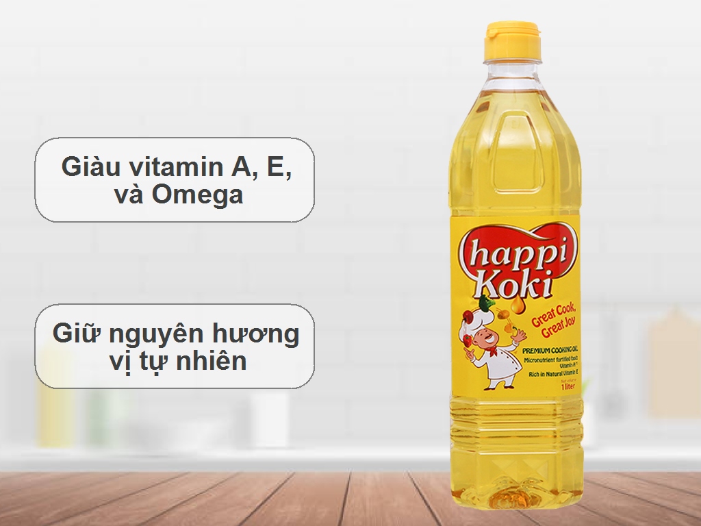 Combo 2 Dầu Ăn Cao Cấp Happi Koki Chai 1L