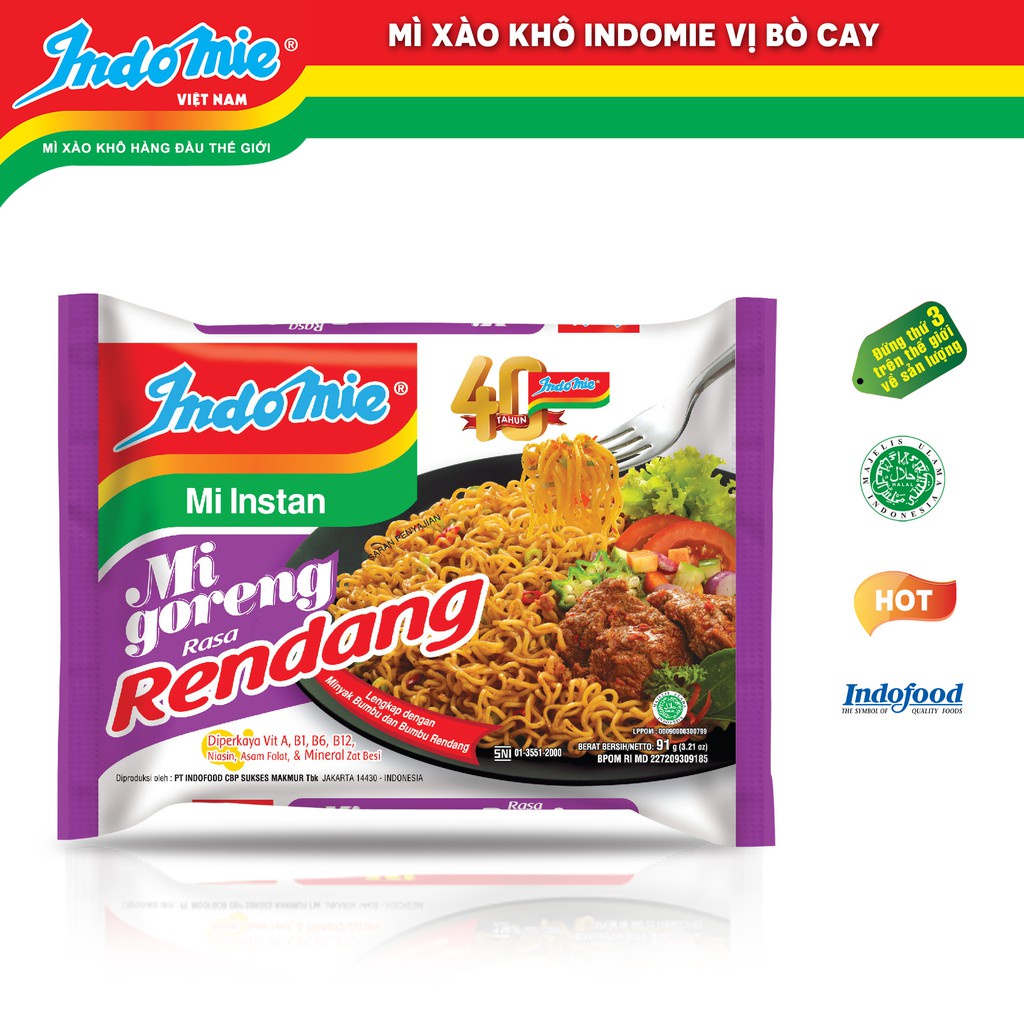 Mì xào khô Indomie đủ vị gói 85g