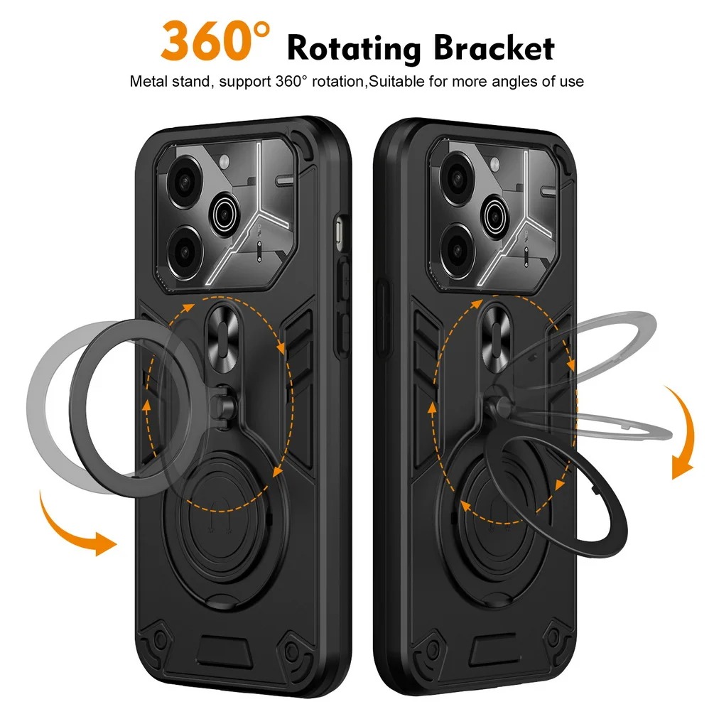 Phone cover For Tecno Pova 6 6Pro case shell Shockproof Armor iron Metal Ring Kickstand Bracket Casing For Tecno Pova 6 Pro Cases Housing.