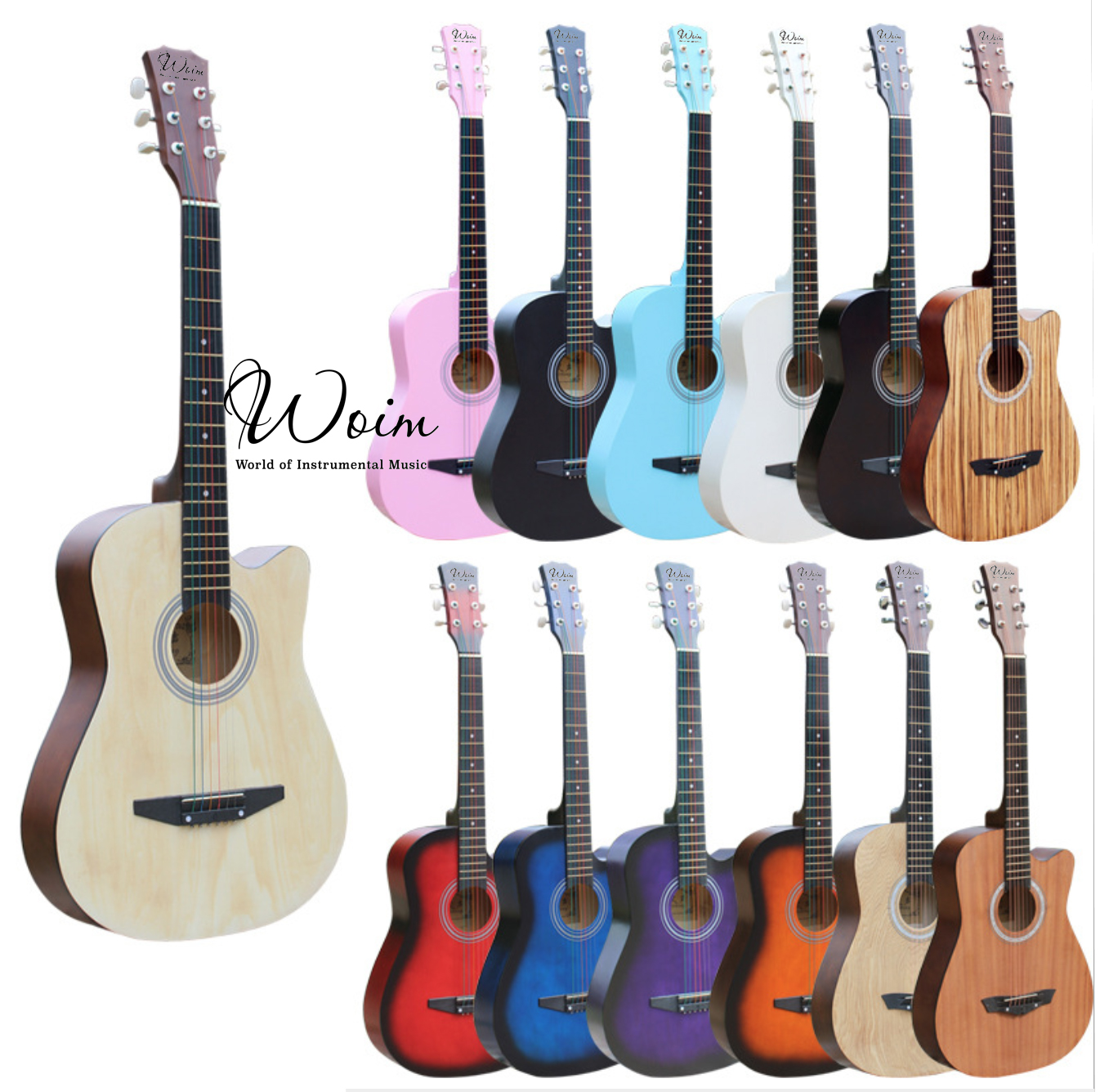 Đàn Guitar Acoustic Gỗ Dáng Khuyết Full Màu