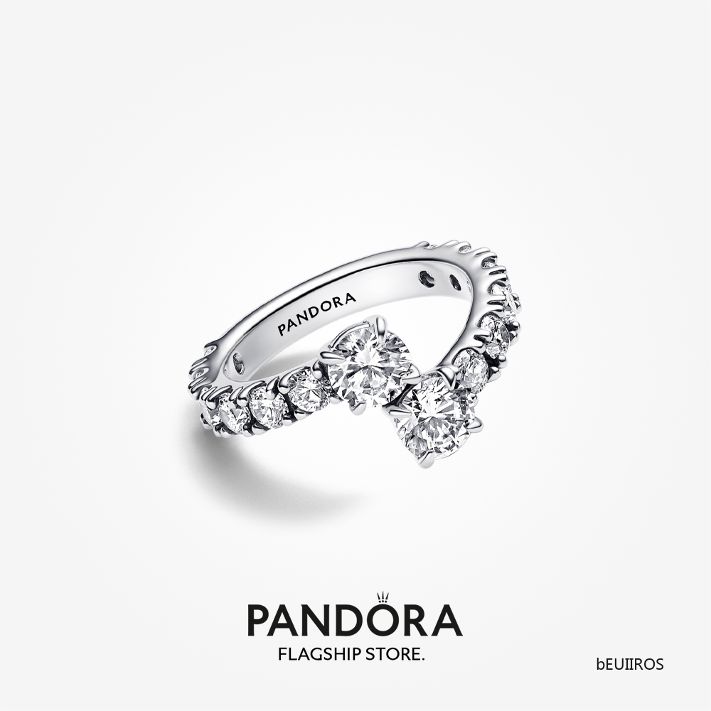 2024 New Pandora Sparkling Overlapping Band Ring