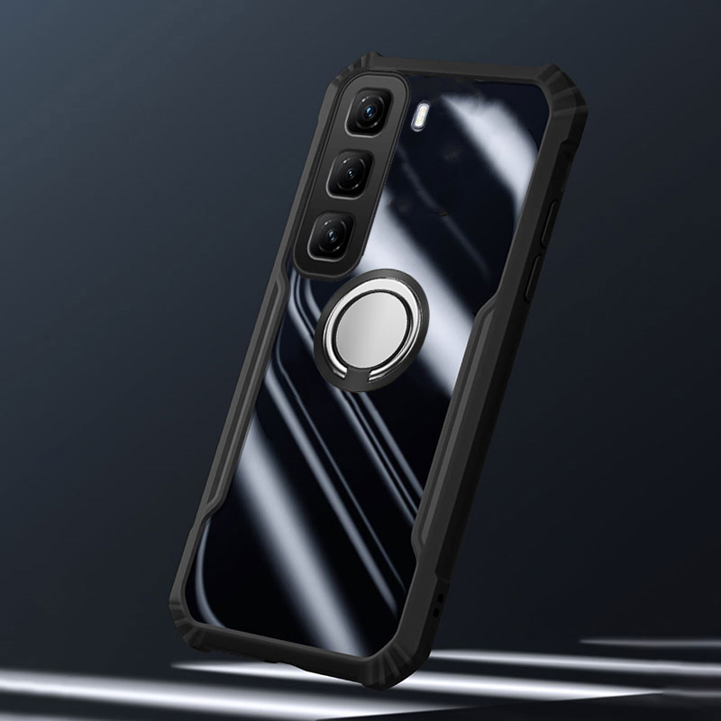 For infinix Hot 50 Pro Plus Case Hard Clear Transparent Shockproof Armor Car Adsorb Holder Ring For infinix Hot 50 Pro + Back cover Phone Cases.