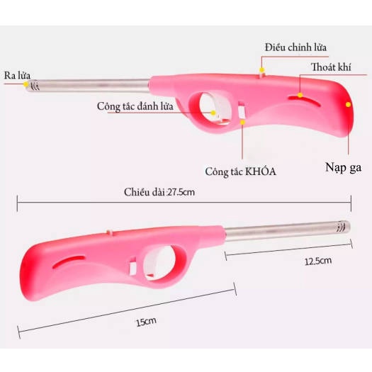 Bật Lửa Bếp Ga, Bật Lửa Bếp Cồn, Súng Bắn Lửa An Toàn Không Lo bị Phỏng Lửa