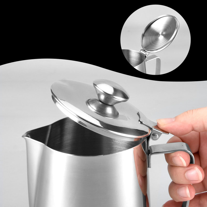 Ca Đánh Sữa Inox Có Nắp Dung Tích 350ml~600ml
