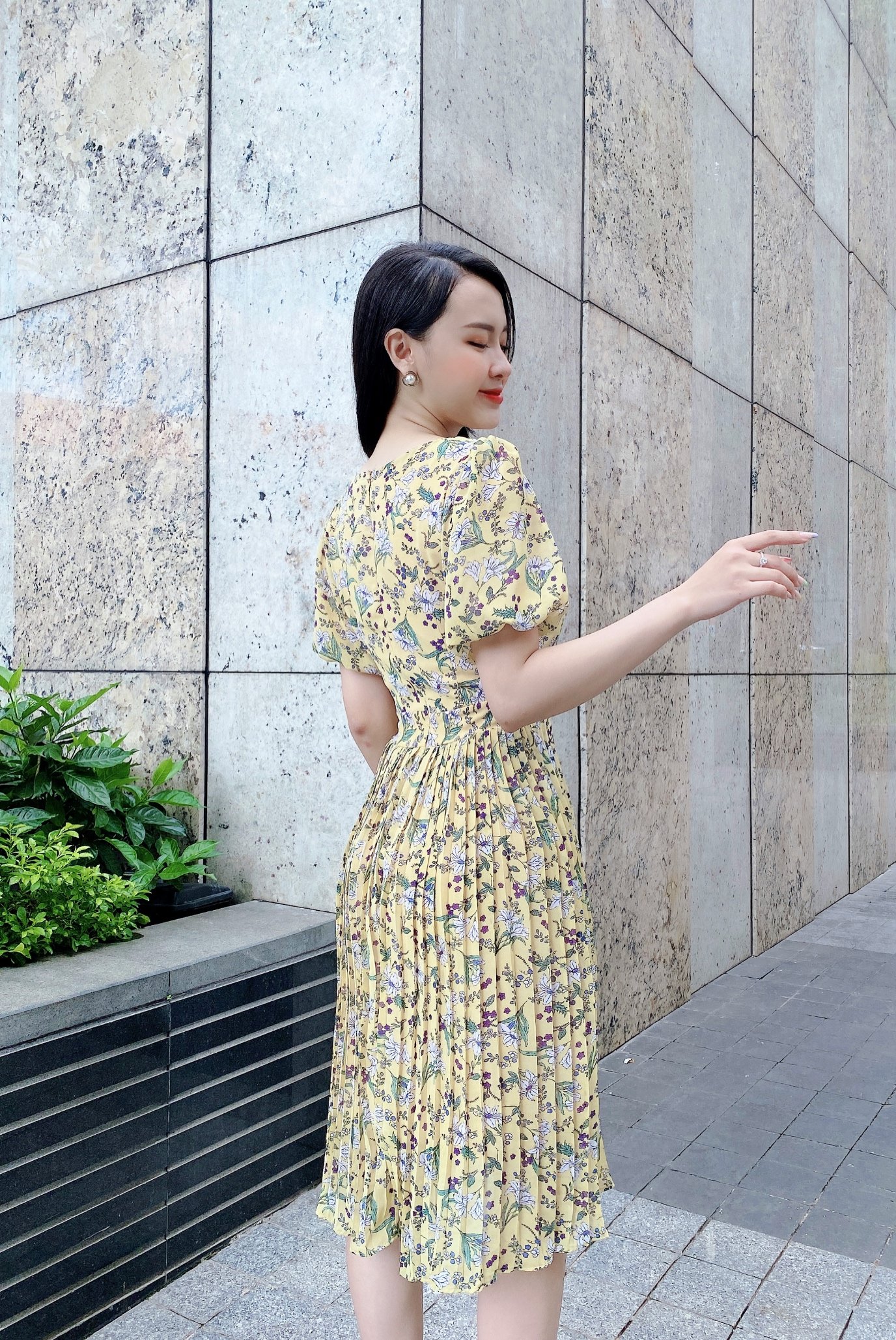 ĐẦM HOA PHỐI DẬP LY TAY LỒNG ĐÈN - DAM 0019