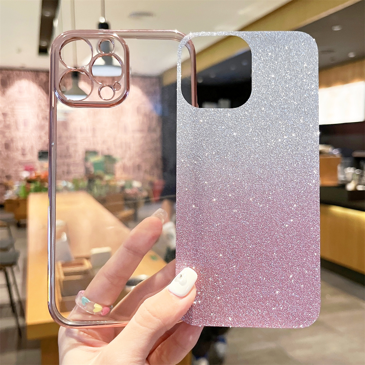 Luxury Plating Phone Case For iPhone 6 - 6 Plus Case iPhone 6S - 6S Plus Glitter Clear TPU Soft Cover Casing With Glitter Flake