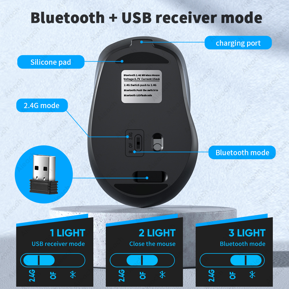 【Upgrade Your Style】 Aieach Rechargeable Mouse Silent COMPUT MOUS USB Ergonomic Gamer Mouse For Computer.