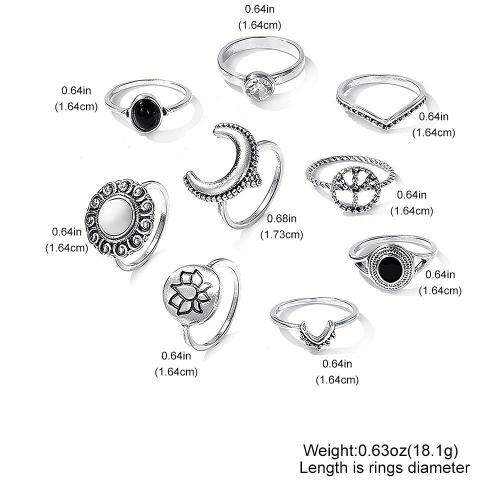 Enacolor%209Pcs/Set%20Retro%20Silver%20Black%20Crystal%20Lotus%20Moon%20Ring%20Set%20for%20Women,%20Ethnic%20Joint%20Rings%20Fashion%20Jewelry%20Accessories%20-%20Image%205