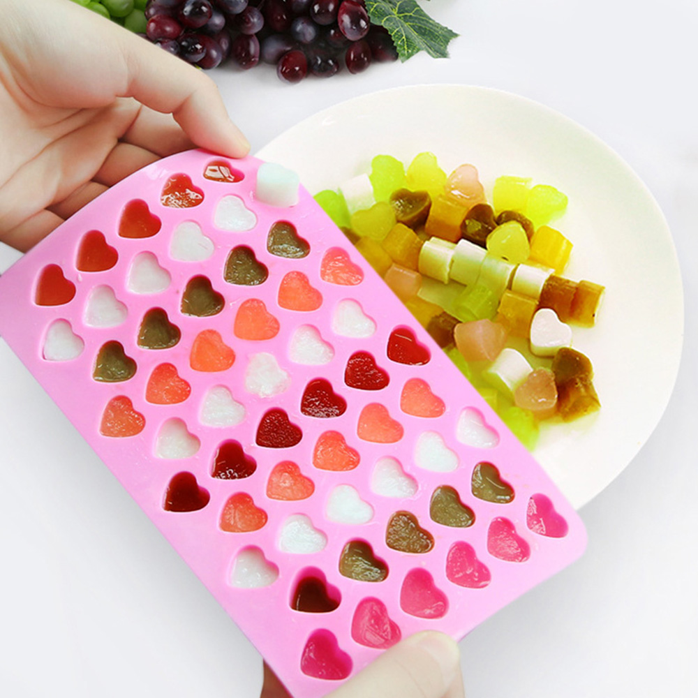 ZIR Mall 55 Grids Silicone Chocolate Mold Small Heart Shaped Silicone Candy Mold Non-stick Decorative Cake Molds for Chocolate Ice