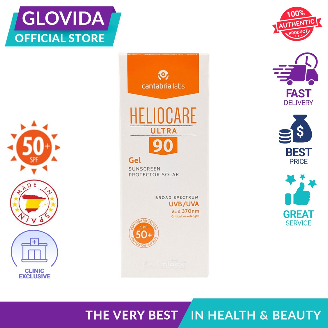 CLINIC EXCLUSIVE] Heliocare Ultra 90 Gel SPF50+ 50ml, Exp: Feb-26