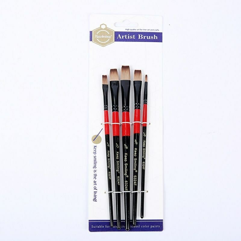 Bộ 5 cọ Keep Smiling thân đỏ đen - Cọ vẽ Màu Acrylic Màu Nước