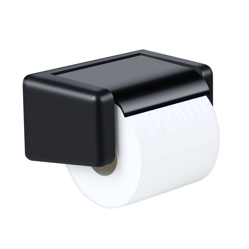 Black Wall Mounted Toilet Roll Paper Box Tissue Holder Home Bathroom non Perforated Tissue Box Tissue Holder