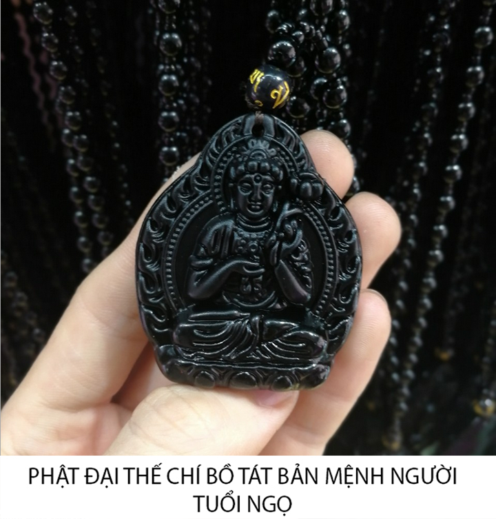 Dây Chuyền Mặt Bản Mệnh 12 tuổi cao cấp size 5cm x 3.2cm - KÈM dây chuỗi hạt 6ly - Phật Quan Âm Thiên Thủ bản mệnh người tuổi Tý