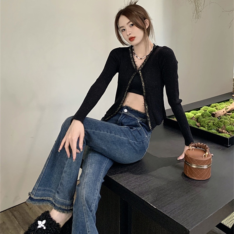 Quần Jeans Nữ Lưng Cao Ống Loe Thời Trang
