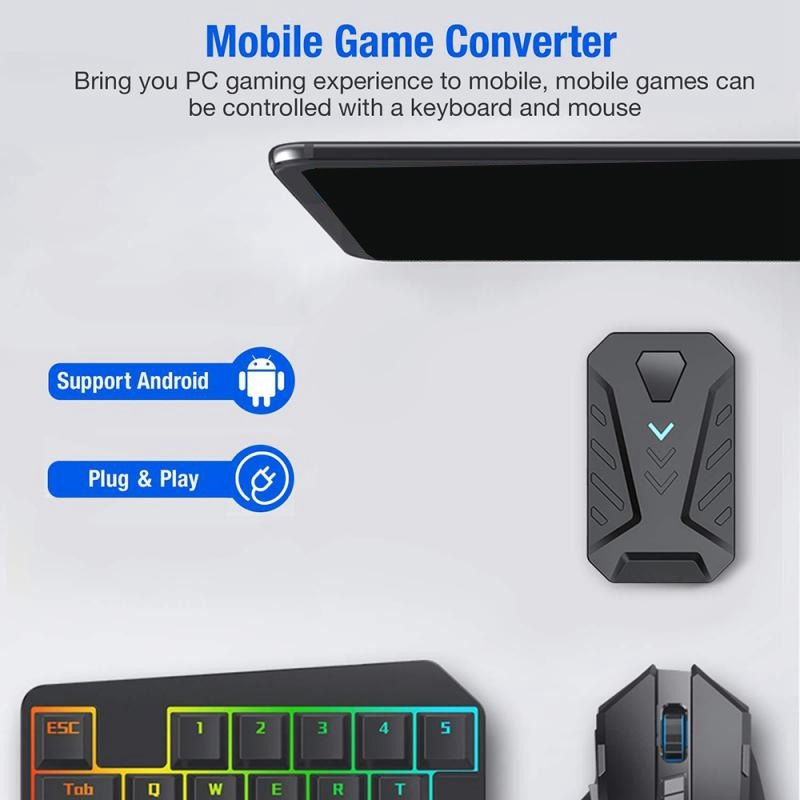 Keyboard and Mouse Converter Portable Mobile Gaming Keyboard Mouse Converter Adapter for Android Phone(Does not Support Ios System)