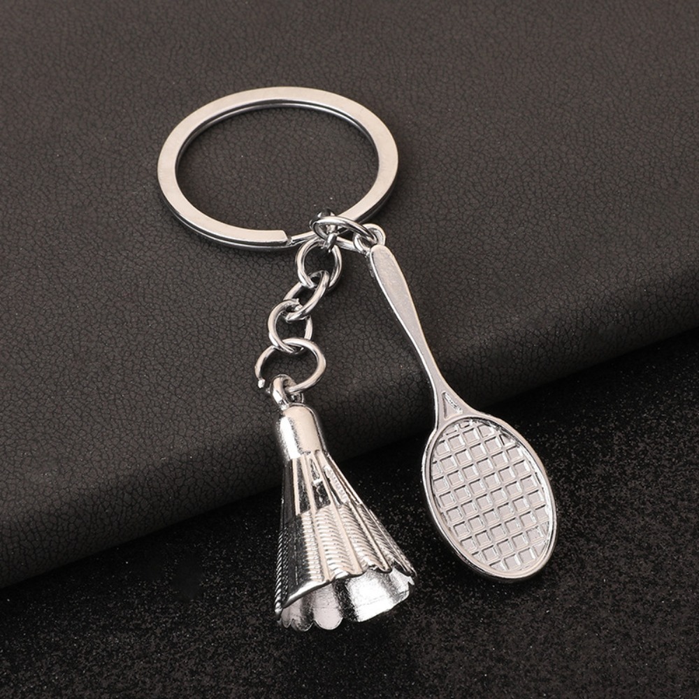 Charm Accessories Badminton Keychain Metal Mini Badminton Racket ...