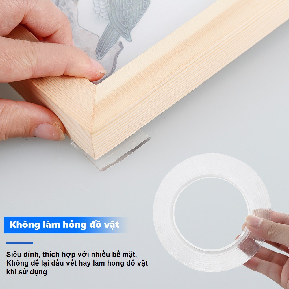 [HCM]Cuộn Keo 2 Mặt Silicon Siêu Dính Trong Suốt