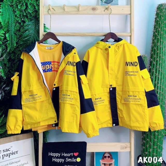Áo khoác kaki túi hộp nam nữ 2 lớp in WIND dày dặn thời trang