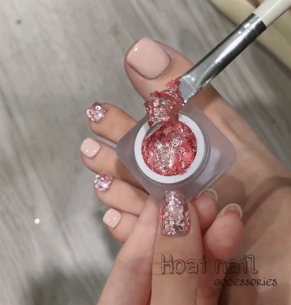 Sơn gel hồng baby + gel nhũ hạt to