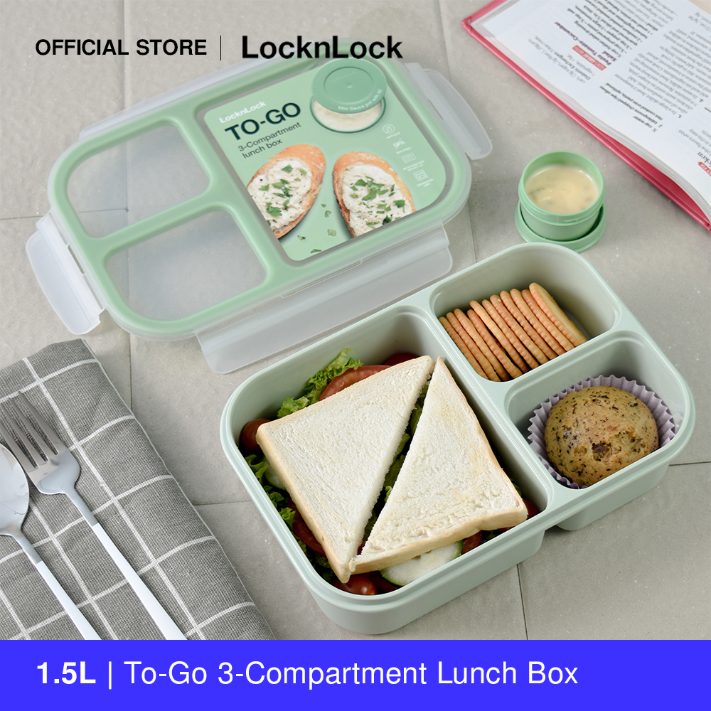 【COD】 LocknLock To-Go Lunch Box with Dividers and Sauce Container