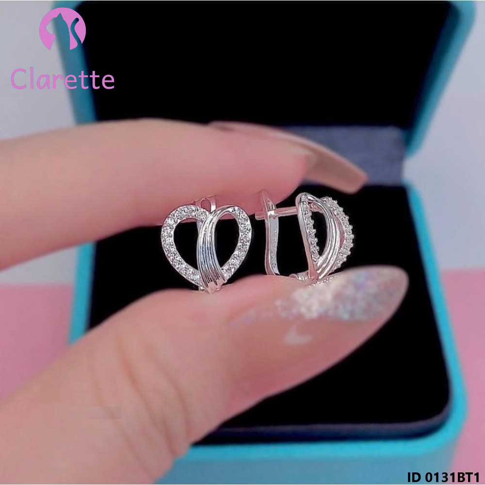 Bông tai bạc hình trái tim Clarette 0131BT