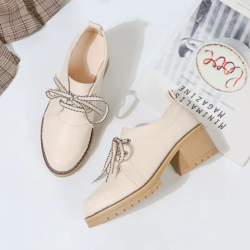 Giày Da Nữ Giày Oxford Cao Gót 5P ULZZANG