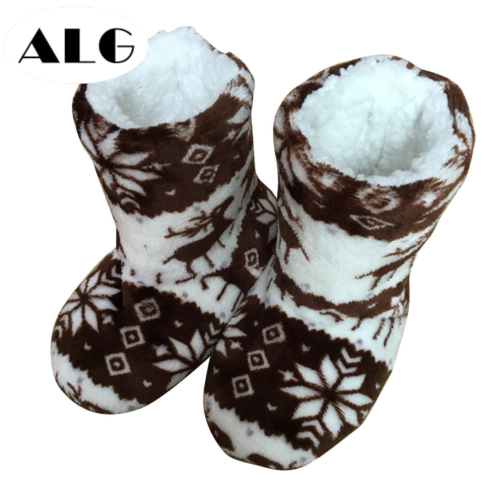 ALG# COD Adult's Christmas Warm Slippers Non-Slip Wearable Socks Soft  Fleece Gripper Shoes