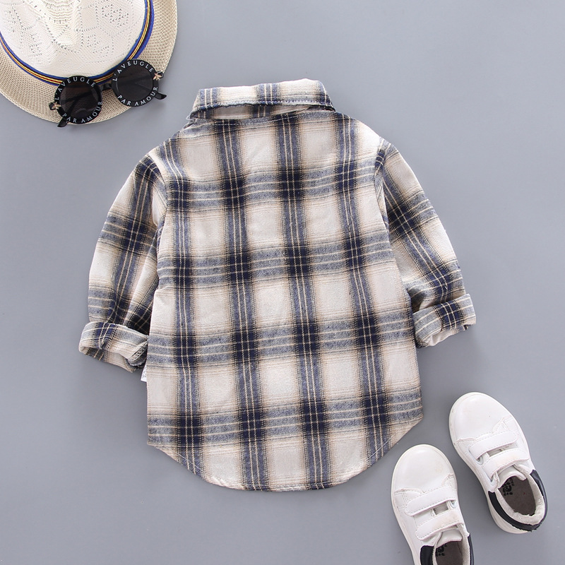 IENENS Kids Baby Cotton Clothing Boys Tops Shirts Casual Clothes Checked Blouse Long Sleeves Shirt Infant Toddler Tee Boy Top...