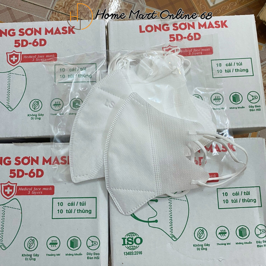 Thùng 100 chiếc khẩu trang 5D màu trắng