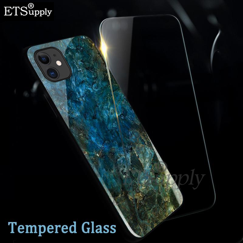 For Phone case Tecno Camon 40 Premier 40 Pro Fashion Marble Tempered Glass Protector Soft Frame Silicon Back cover Tecno 40Premier 40Pro.